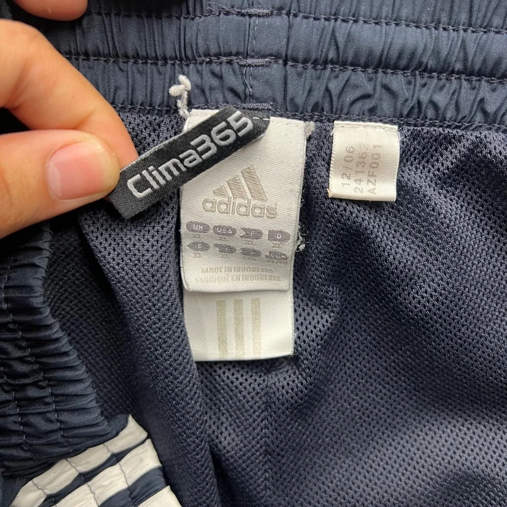 Adidas Mens XL Navy Blue ClimaProof Mesh Lined Track Pants‎ 3 Stripe AZF001